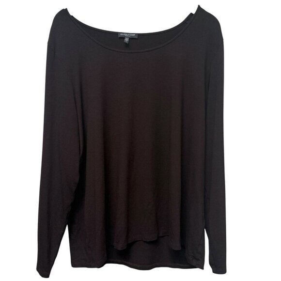 Eileen Fisher Woman Long Sleeve Tee Plus Size 2X Brown Rayon Blend Top - Picture 1 of 7
